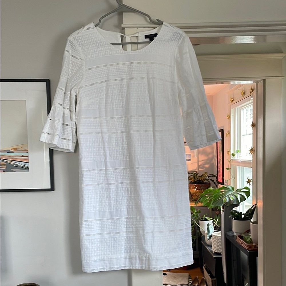 J.Crew flutter sleeve white cotton dress